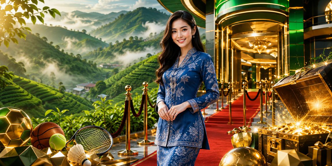 Pengunjung bertaruh di Malaysia mengenakan pakaian tradisional baju kurung